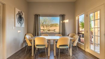 Sycamore Creek clubhouse with plenty of lounging space and wood flooring